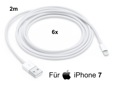 6x iPhone 7 Lightning auf USB Kabel 2m Ladekabel